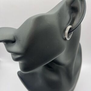 .50 CT Natural Diamond Triple Row Silver Earring Hoops